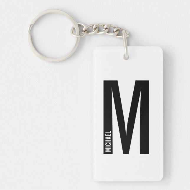 Modernes Personalisiertes Fettmonogramm und Name Schlüsselanhänger (Vorderseite)