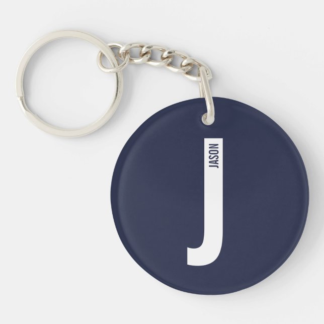 Modernes Personalisiertes Fettmonogramm und Name Schlüsselanhänger (Vorderseite)