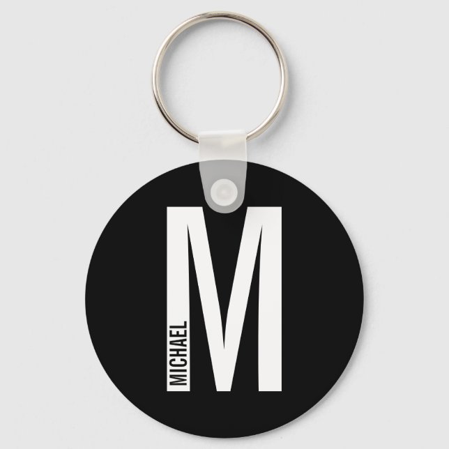 Modernes Personalisiertes Fettmonogramm und Name Schlüsselanhänger (Vorderseite)
