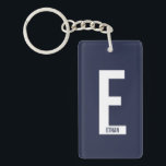 Modernes Personalisiertes Fettmonogramm und Name Schlüsselanhänger<br><div class="desc">Modernes Monogram Design mit personalisiertem Monogramm Buchstaben "E" und Namen im modernen fett formatierten Sans Serif Schriftart Stil. Perfektes Geschenk für ihn,  Vatertagsgeschenk,  Trauzeuge Geschenk und vieles mehr.</div>