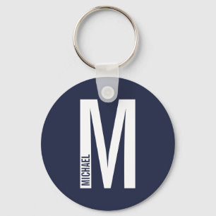 Modernes Personalisiertes Fettmonogramm und Name Schlüsselanhänger