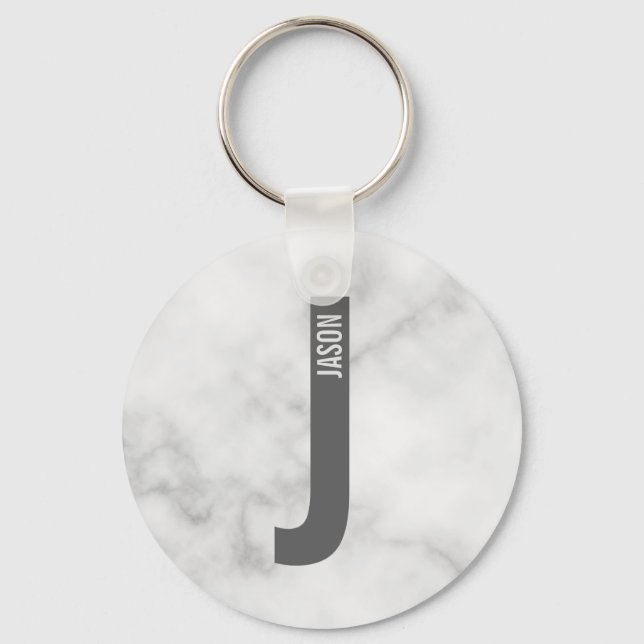 Modernes Personalisiertes Fettmonogramm und Name Schlüsselanhänger (Vorderseite)