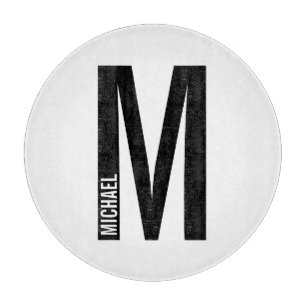 Modernes Personalisiertes Fettmonogramm und Name Schneidebrett