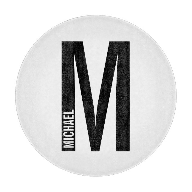 Modernes Personalisiertes Fettmonogramm und Name Schneidebrett (Vorderseite)