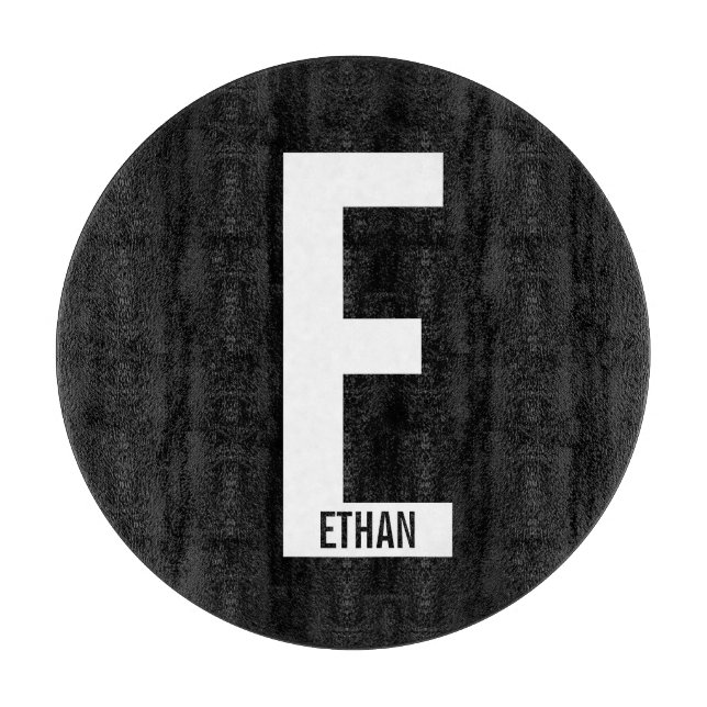 Modernes Personalisiertes Fettmonogramm und Name Schneidebrett (Vorderseite)