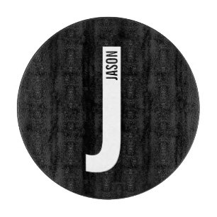 Modernes Personalisiertes Fettmonogramm und Name Schneidebrett