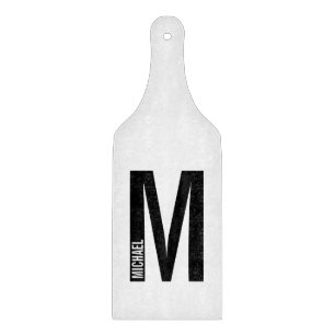 Modernes Personalisiertes Fettmonogramm und Name Schneidebrett