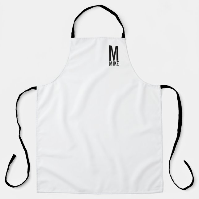Modernes Personalisiertes Fettmonogramm und Name Schürze (Vorderseite)