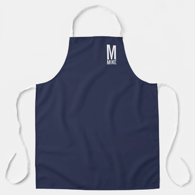 Modernes Personalisiertes Fettmonogramm und Name Schürze (Vorderseite)