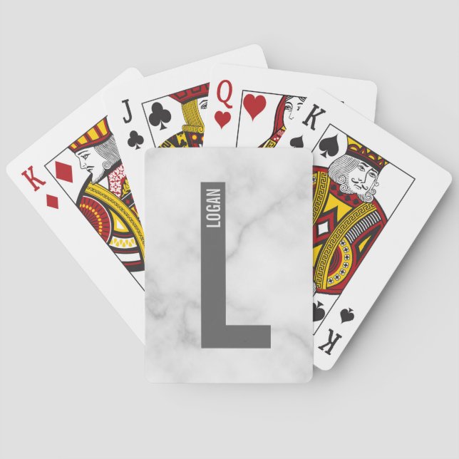 Modernes Personalisiertes Fettmonogramm und Name Spielkarten (Rückseite)