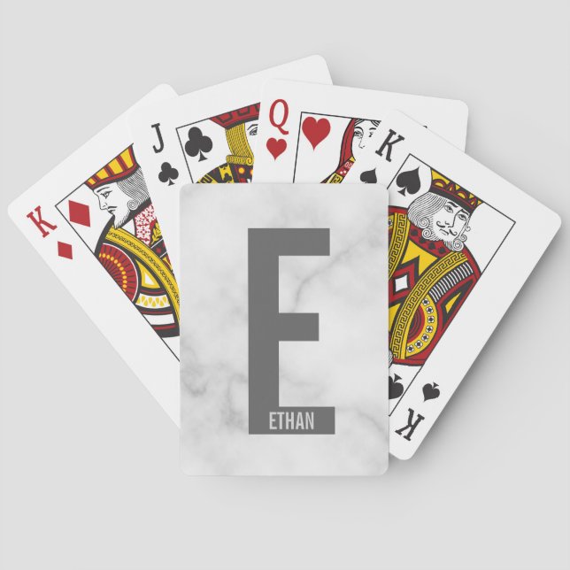 Modernes Personalisiertes Fettmonogramm und Name Spielkarten (Rückseite)