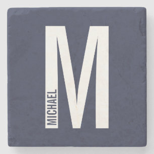 Modernes Personalisiertes Fettmonogramm und Name Steinuntersetzer