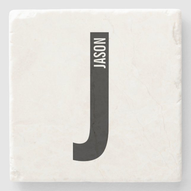 Modernes Personalisiertes Fettmonogramm und Name Steinuntersetzer (Vorderseite)