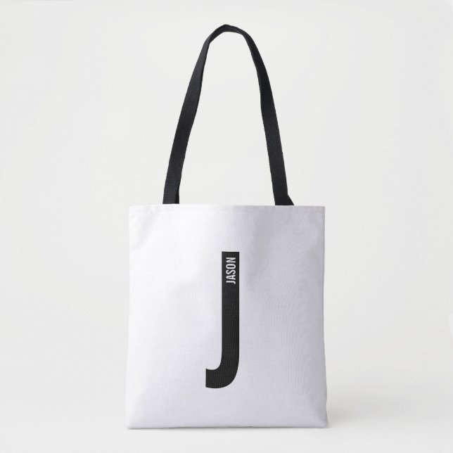 Modernes Personalisiertes Fettmonogramm und Name Tasche (Vorderseite)
