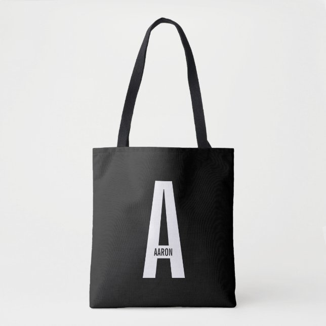 Modernes Personalisiertes Fettmonogramm und Name Tasche (Vorderseite)