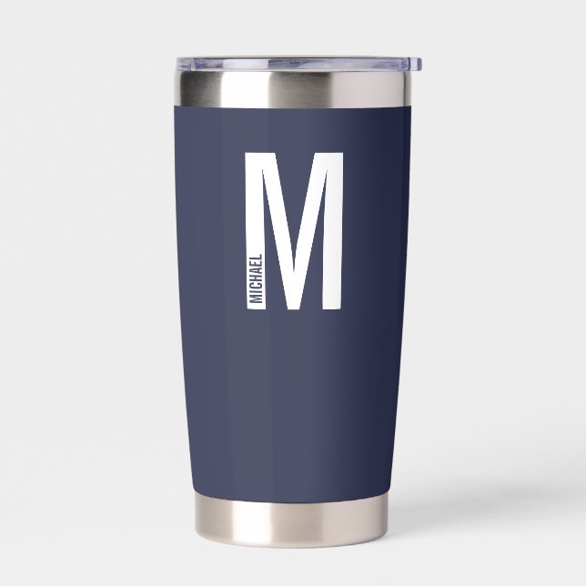 Modernes Personalisiertes Fettmonogramm und Name Thermobecher (Links)