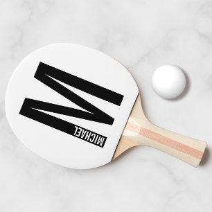 Modernes Personalisiertes Fettmonogramm und Name Tischtennis Schläger
