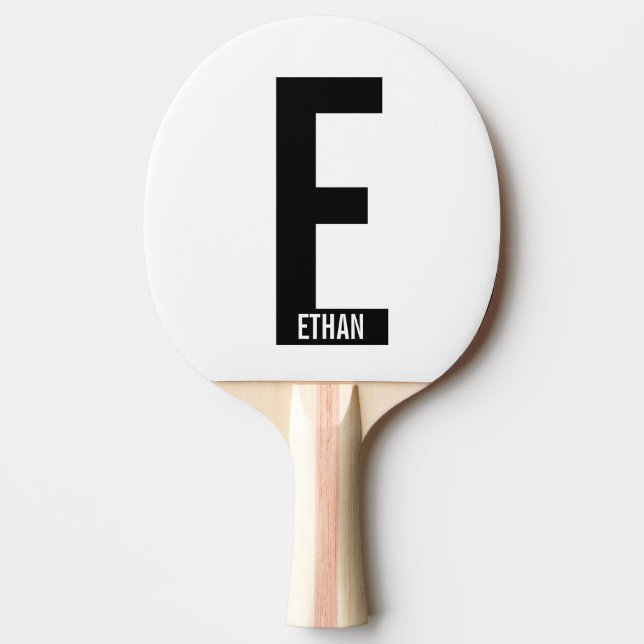 Modernes Personalisiertes Fettmonogramm und Name Tischtennis Schläger (Vorderseite)