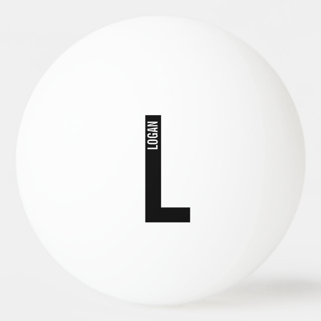 Modernes Personalisiertes Fettmonogramm und Name Tischtennisball (Vorderseite)