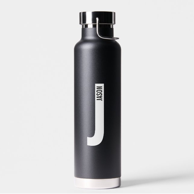Modernes Personalisiertes Fettmonogramm und Name Trinkflasche (Links)