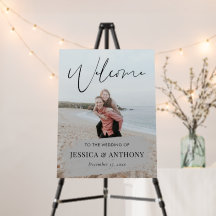 Modernes Personalisiertes Foto Hochzeit Begrüßungs