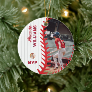 Modernes PERSONALISIERTES Foto - Softball-Baseball Keramik Ornament