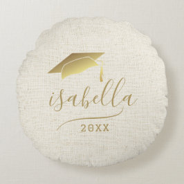Modernes Personalisiertes Gold-Grad-Cap-Keepake 20 Rundes Kissen