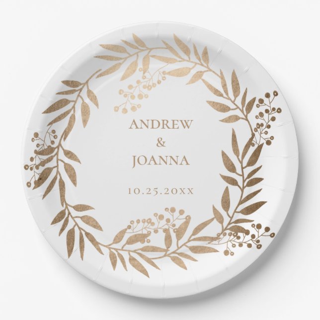 Modernes Personalisiertes Goldmonogramm Pappteller (Vorderseite)