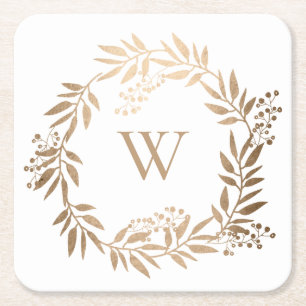 Modernes Personalisiertes Goldmonogramm Rechteckiger Pappuntersetzer