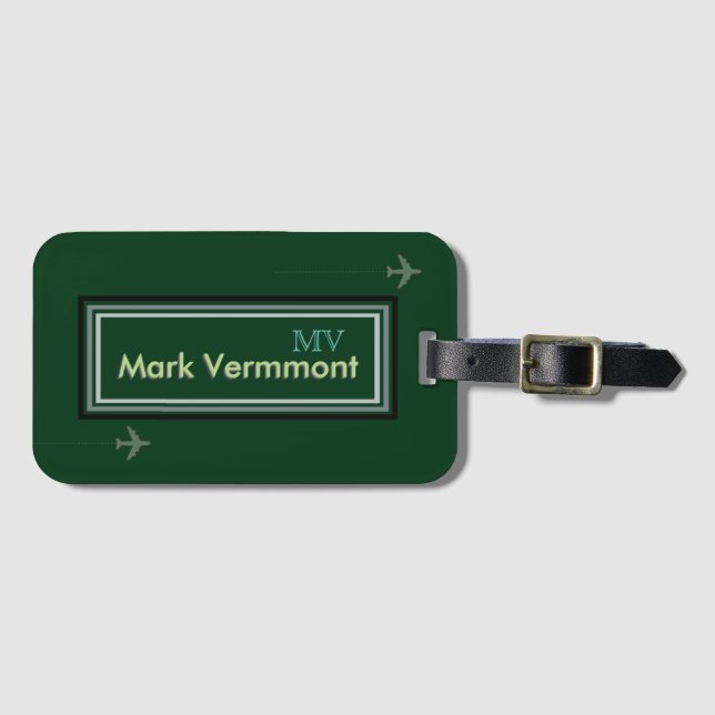 Modernes Personalisiertes Grün Gepäckanhänger (Vorderseite (Horizontal))
