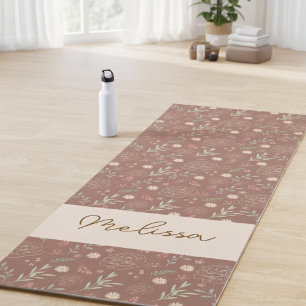 Modernes Personalisiertes handGezeichnet Blumenmus Yogamatte