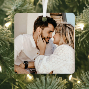Modernes, Personalisiertes, individuelles Foto Ornament Aus Metall