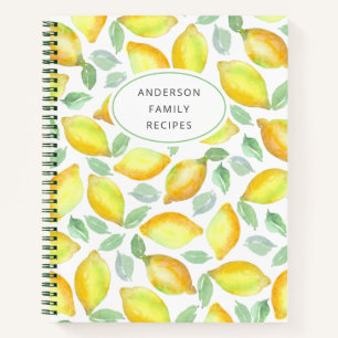 Modernes Personalisiertes Lemon-Muster-Rezept-Note Notizbuch