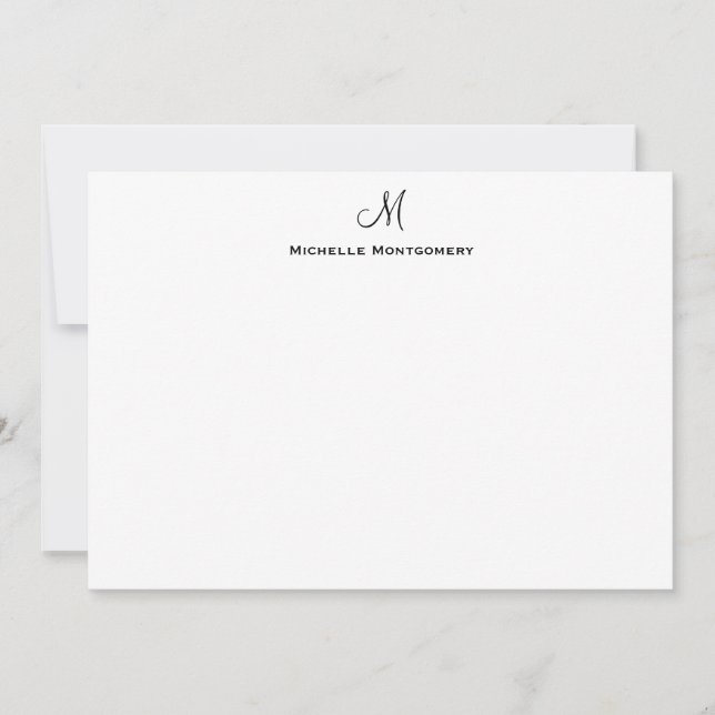 Modernes Personalisiertes Monogram Script-Stationi Mitteilungskarte (Vorderseite)