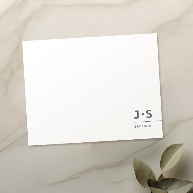 Modernes Personalisiertes Monogramm Beruflich Mitteilungskarte (Modern Simple Personalized Monogram Professional Note Card)