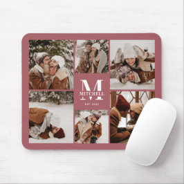 Modernes Personalisiertes Monogramm-Collage Rosa Mousepad