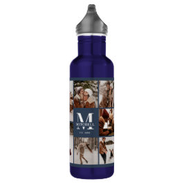 Modernes Personalisiertes Monogramm & Fotolack Bla Edelstahlflasche