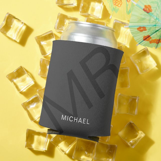 Modernes Personalisiertes Monogramm Grau Dosenkühler (In Situ Sommer)