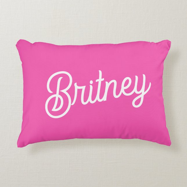 Modernes, Personalisiertes Monogramm mit Hot Pink  Dekokissen (Vorderseite)