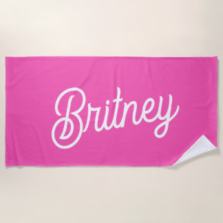 Modernes, Personalisiertes Monogramm mit Hot Pink  Strandtuch
