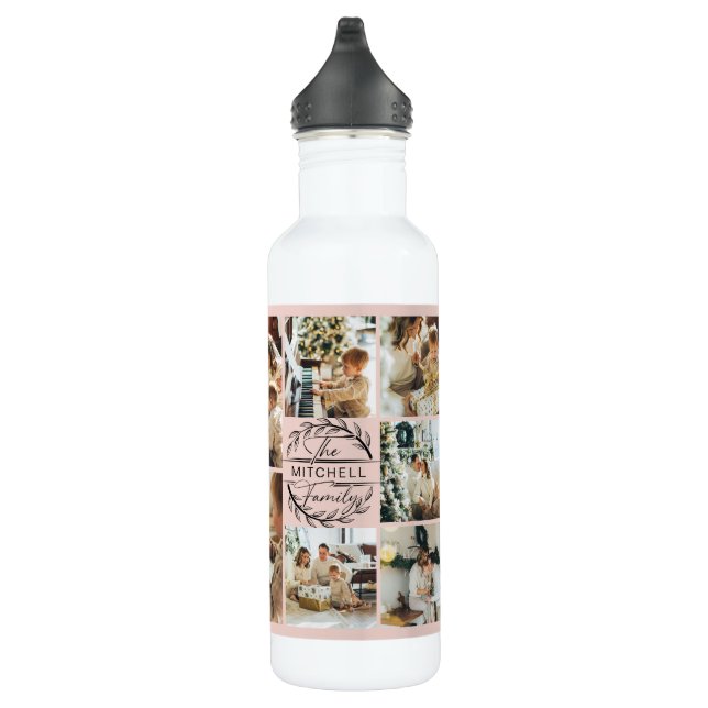 Modernes Personalisiertes Monogramm und Fotolack R Edelstahlflasche (Rechts)