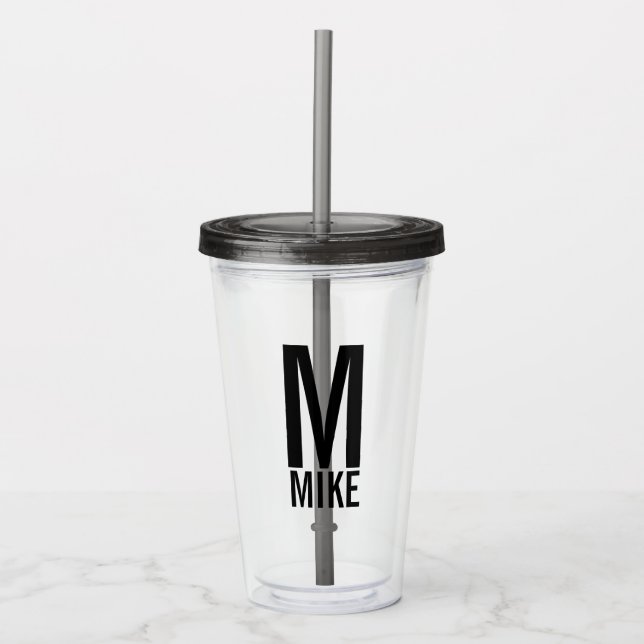 Modernes Personalisiertes Monogramm und Name Acryltrinkbecher (Vorderseite)