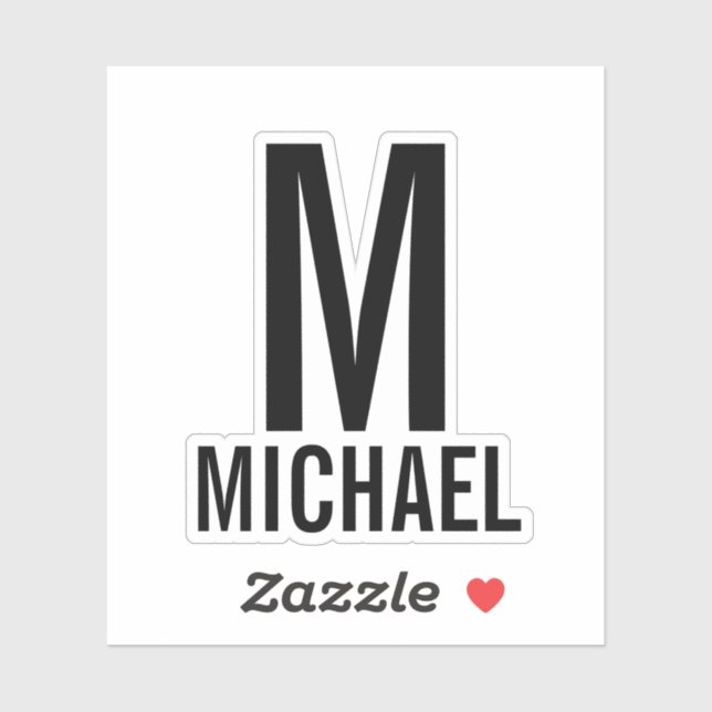 Modernes Personalisiertes Monogramm und Name Aufkleber (Blatt)