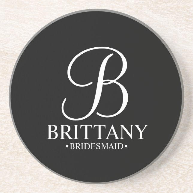 Modernes Personalisiertes Monogramm und Name Bride Getränkeuntersetzer (Vorne)