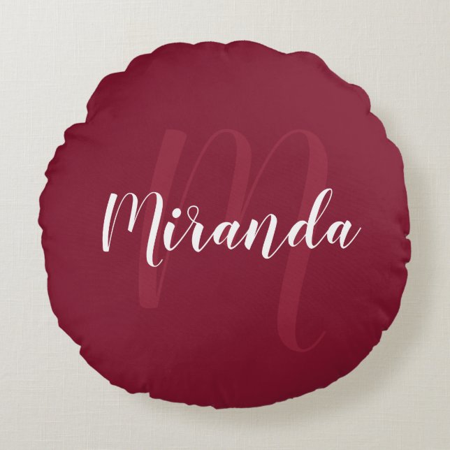 Modernes Personalisiertes Monogramm und Name Burgu Rundes Kissen (Vorderseite)