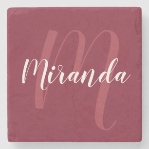 Modernes Personalisiertes Monogramm und Name Burgu Steinuntersetzer