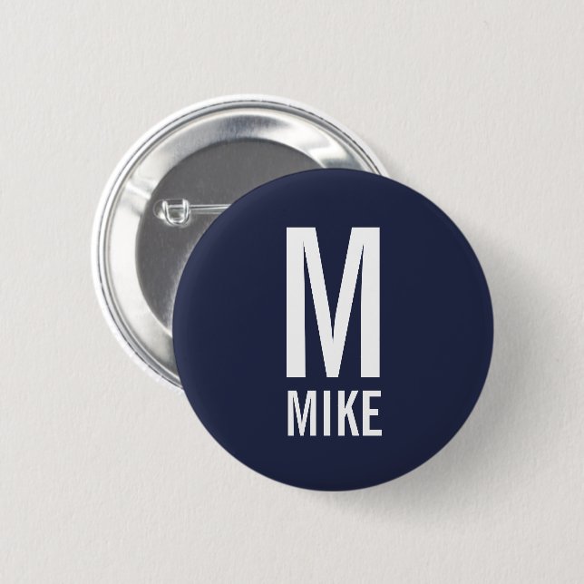 Modernes Personalisiertes Monogramm und Name Button (Vorne & Hinten)