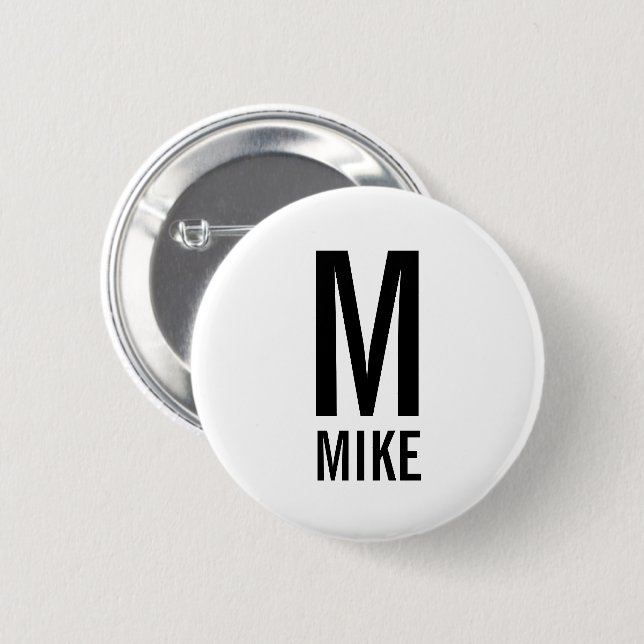 Modernes Personalisiertes Monogramm und Name Button (Vorne & Hinten)