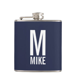 Modernes Personalisiertes Monogramm und Name Flachmann