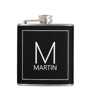 Modernes Personalisiertes Monogramm und Name Flachmann